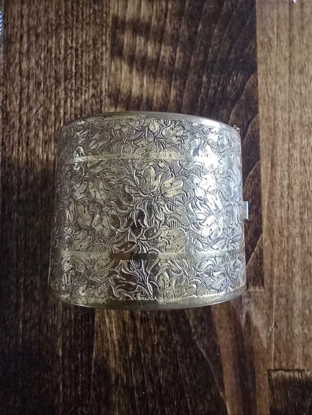 Miriam Haskell Gold-Tone Wide Floral Engraved Cuff Bracelet